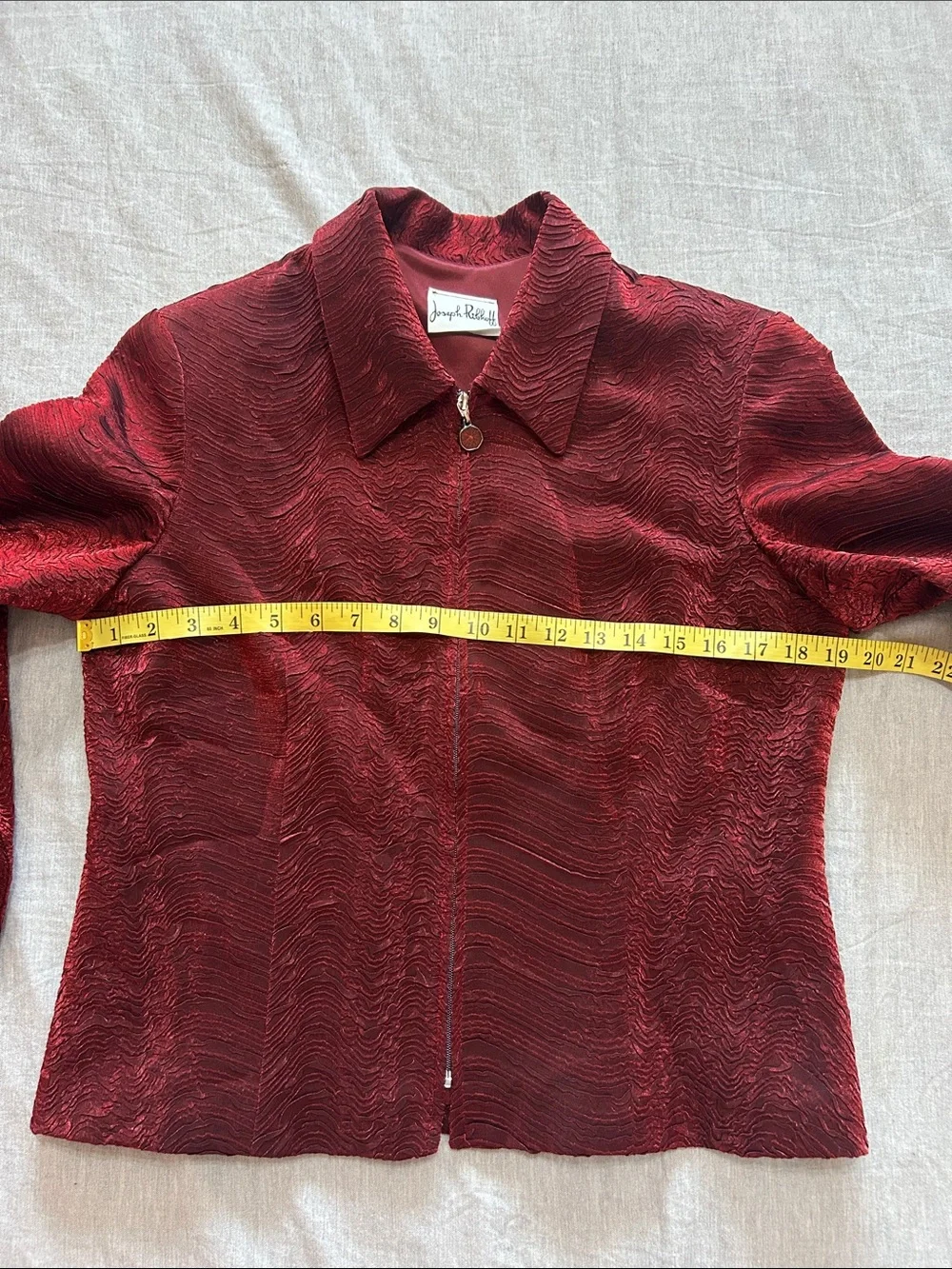 Vintage Y2K Joseph Ribkoff Textured Red Jacket Estimated Size M Shoulder Pads - Picture 9 of 11